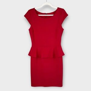 {tl} The Letter red peplum dress M bodycon sleeveless pencil skirt cap sleeve